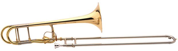 На тромбоне? Угадай, где тромбон, а где труба?