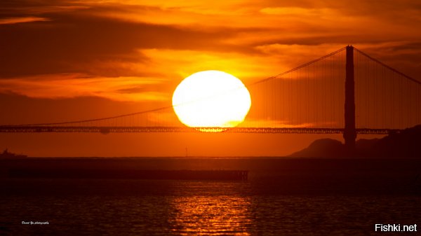 Правда, что наитупейший...
Сенсация! Солнце прожгло дырку в тросах моста "Золотые Ворота"!

Здесь Солнце тоже перед облаками или просто через них просвечивает?