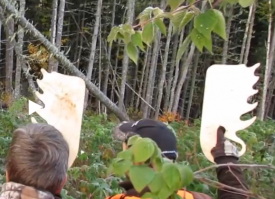 у чувака просто 2 бластера в руках и он сдается лосю. Понятно что лось п.р.и.х.у.е.л - наркоманы в лес зашли какие-то.