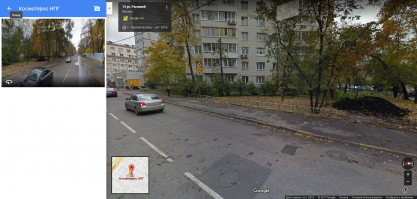 Чем больше я рассматриваю фотографию, тем больше я не понимаю, как расположена машина. На фото слева видна дорожная разметка. Я залез на карты гугля и посмотрел тот участок улицы. Там двухполосное движение по одной полосе в каждую сторону. Таким образом, разметка имеется только в качестве разделителя встречных полос. Также на фото видно какое-то ограждение. Я попробовал примерно сопоставить фото нарушения и фото с гугля. Получается, что фотография была сделана вообще из какого-то автомобиля, так как с разделительной полосы снимать какой-либо фиксированной камерой невозможно. На это намекает и попадание в кадр приборной панели и правой стойки автомобиля, из которого велась съемка.

В итоге получается, что машина вообще стояла на встречке! Будет весьма интересно, как в суде будут объяснять выезд на встречку, остановку там транспортного средства и, по всей видимости, отсутствие знаков аварийной остановки.

Также, судя по фото, они снимались не на ходу (не при движении), так как представлены два фото нарушения: одно с человеком рядом с колесом, а другое - без. То есть машина, из которой производилась съемка, или пропускала кого-то по встречке, так как полоса была занята, или специально сделала две фотографии нарушения.