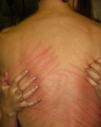 - Дорогой, почему у тебя спина поцарапана?
- Был у массажиста...