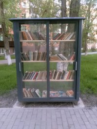 Почему наши люди видят хорошее только "у других"? Неужели нельзя и у себя найти что-то хорошее и доброе?
У нас такие уличные библиотеки тоже есть, в парке стоят шкафы с книгами.
