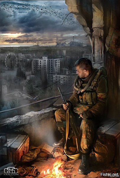 Сразу узнал эти картинки - многие из них использовались как обложки для книг серии S.T.A.L.K.E.R.
Заинтересовало у какой же книги на обложке была первая картинка (которую все ругают за бредовость).
Нет такой книги (я не нашел)! Но переработанный рисунок был использован в одной книге.