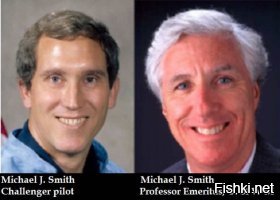 Уши оттопырены - уши плотно прилегают

Щели между верхними резцами нет - щель явно видна

Волосы на пробор не распадаются, у неё вообще левый пробор


Мочки ушей и прилегание ушных раковин, пробор с другой стороны

Форма бровей, разные подбородки, зубы у толстого перерисованы в фотожабе

Вообще разная форма черепа - вытянутая vs круглая

Вот Криста Маколифф:

Понятно, что у той дуры, которая на видео - тупо мозгов нет, но свои-то глаза у Вас есть или всё надо разжёвывать?