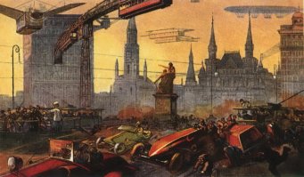 а вот Москву будущего чотко изобразили-одни пробки