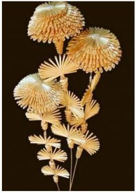 Не надо всех за идиотов держать - здесь не всё сплетено из газетной лозы: даже полуслепой с похмелья это увидит. Эти цветочки из газеты? И внутри прокрасили? 
Известное всем, старое доброе плетение из ржаной соломки (