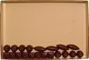 Вот столько, будет конфет в коробке, если убрать пластмассовый вкладыш.