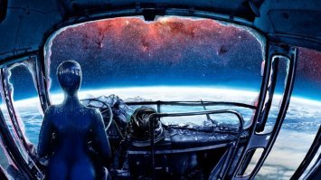 и зачем ей(ну вроде ОНА) такая большая попа? кушают они там в будущем много? или что б сидеть удобнее? да еще голова блестящая, ох уж эти фантазии художников...