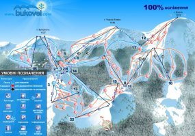 Это называется  - сравнить жопу с пальцем:). В Буковеле, конечно дешевле, но не в несколько раз к сожалению, а что касается сервиса, так его там вообще нет, если с Альпами сравнивать:)...
Вот вся Буковель - можно за полдня объехать, а высоты такие, что в любой момент может дождь пойти - плавали, знаем:)...