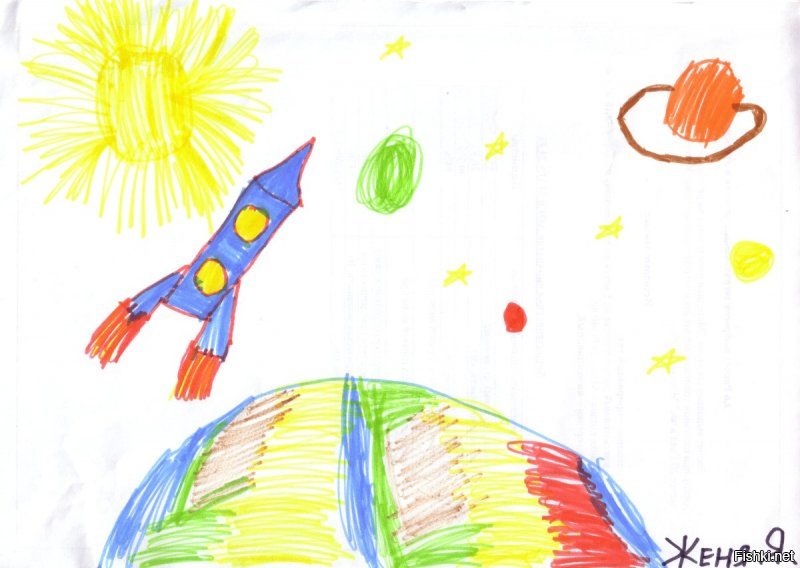 Это ж где таких детей автор выискал..? Я, почему то, всегда думал, что рисунок нормального здорового ребёнка выглядит как то так.