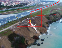 Предкрылки выдвинуты (фото1), т.ч. вряд ли проблема в механизации крыла... 
Зато вот следов на газоне он левой стойки (фото2) шасси, ИМХО, не видно