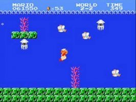 Там нет прыжков, пятый мир это водный мир, там стартуешь в воде...

Так что иди в школу собирайся, а то опоздаешь! =)