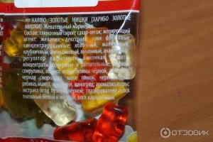 НЕ поленился посмотреть... Что именно не так? (если не секрет)

Полный состав жевательного мармелада Харибо Голдберен: патока; сахар-песок; желирующий агент: желатин; декстроза; соки фруктовые концентрированные: яблочный, малиновый, клубничный, апельсиновый, лимонный, ананасовый; лимонная кислота; концентраты фруктовые и растительные: крапива, апельсин, лимон, манго, маракуйя, ягоды бузины чёрной, чёрная смородина, яблоко, шпинат, черноплодная рябина, киви, виноград; ароматизаторы; экстракт ягод бузины чёрной; глазирователи: воск пчелиный белый и жёлтый, воск карнаубский; стабилизатор: камедь рожкового дерева; сироп сахарный инвертный.