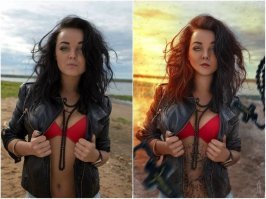 Сугубо личное мнение, что овал лица у оригинала намного эффектнее, чем анимешный штамп на картинке справа