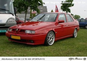 Привет Альфаведам! У меня вот такие альфушки. 33 QV,905 кузов, 1984 года, 1,5 литра, два спаренных Вебера. И 155 , 2 литра турбо, 1992 года. Фотки не мои, свои что то не вставляются(.Альфа , первая буква в алфавите!