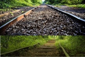 Железная дорога уходит за горизонт