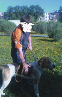 Это русский пегий которого я привез на выставку и он задолбался ходить по кругу!!!!! Лег в центре и сказал да пошли Вы  Эксперты оценили голос, народ ржал то же в голос  Самое мягкое предложение было прилечь рядом   Кличка Карай...