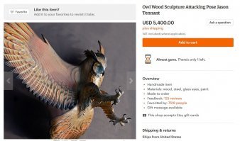 Тоже красивая сова из дерева, но ценник.....