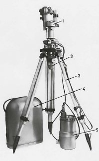 Искровая защита, на гирокомпасе - там бронированная байда миллиметров 5 толщиной, где вся электрика (и очень хитросделанный кабель на аккумулятор, который сцуко весит - все матюки вспомнишь), сверху присобачен банальный 2Т5К, а тахеометр - выглядит хоть и внушительно, а там внутре более-менее хорошая оптика, лазер, калькулятор и пластмасски. Нормальную фотку не нахожу, у него на правом круге аккумулятор, который лепится матюками и изолентой, такие крепления офигенские, блин!