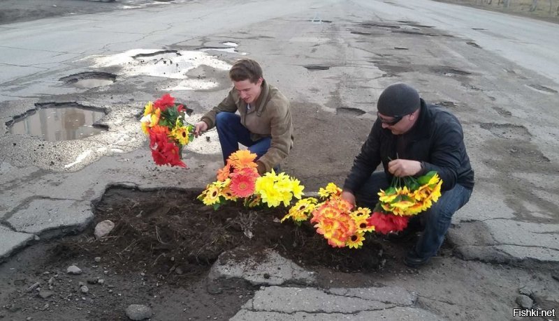 Не ново, уже очень избито, да и ямами сложно назвать. Те, кто изначально придумал насажать цветы "в дороги", действительно находили ямы. А тут так - волну популярности словить. Не словил.