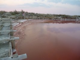 в России есть : 
кровавое болото
фиолетовая лужа
и еще что то розово-серо-черное