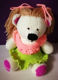 Вот ещё такого мишку недавно сделала в подарок.