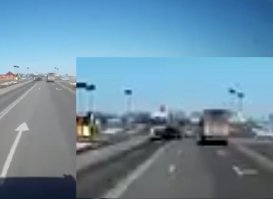 Его фура в задний правый край ударила передним левым. Там выворачивай хоть как. 
Но Вы правы, выворачивать нужно только при начале движения.