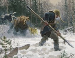 Бивни понадобились, шкура медвежья... рогатина в руки, нож за пояс и вперед. А там кому как повезет. А со слонобоем с 300 метров как в тире, это просто убийство.
