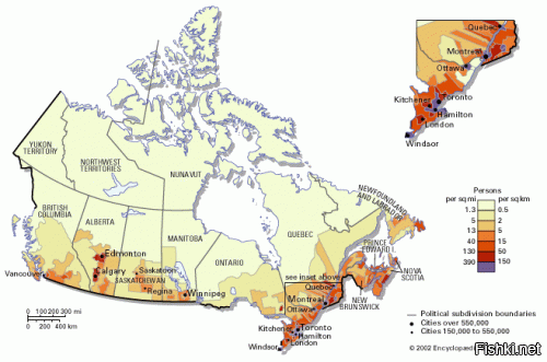 Канада это именно северная страна. Лежит почти на тех же широтах что и северная часть России. Вот только все население Канады живет вдоль ее южной границы с США.