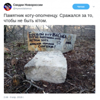 Степан Бандера в детстве душил котов, и вот спустя 100 лет бедные коты продолжают гибнуть от рук последователей Бандеры.