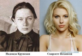 Нам, поколению пионеров 60-70-х, Крупская представлялась такой всесоюзной доброй бабушкой, которая не имела своих детей, но очень любила чужих... 
По сути так и было.
Но она ещё и героическая женщина - поехала к Ульянову в ссылку в Шушенское, правда с мамой (тёщей Ленина), на полтора года.
А если её причесать-накрасить, то будет красавица)))