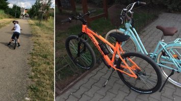 На оранжевом вилка стоит задом на перед