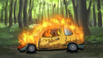 Он приехал поджечь чужую машину. Смотри, что из этого вышло