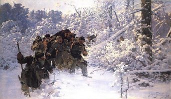 Юлиан Фалат, 1892 год,  Возвращение с медведем