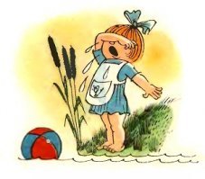 "Наша Таня громко плачет:
Уронила в речку мячик.
Тише, Танечка, не плачь,
А то будешь там, где мяч..."