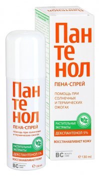 лучше бы пошла в аптеку и купила средство от ожогов.
 или она наоборот пеной для бритья ожоги лечит, а а пантенол для бриться использует.