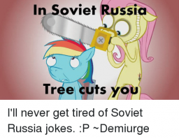 У американцев их шутки про СССР были примерно такого же содержания.
"Soviet Russia jokes"
:)