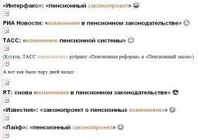 Новости такие - практически все российские средства массовой дезинформации в сообщениях про голосование в дупе использовали богатые возможности великого и могучего русского языка и избежали слов "повышение пенсионного возраста".
Случайность?