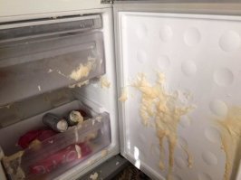 У меня так в холодильнике (не в морозилке) 2-х литровая баклажка с самодельным квасом взорвалась (передержал в тепле, остыть не успела). Что характерно - все магнитики с холодильника слетели, но ни одна стеклянная полка внутри не разбилась.