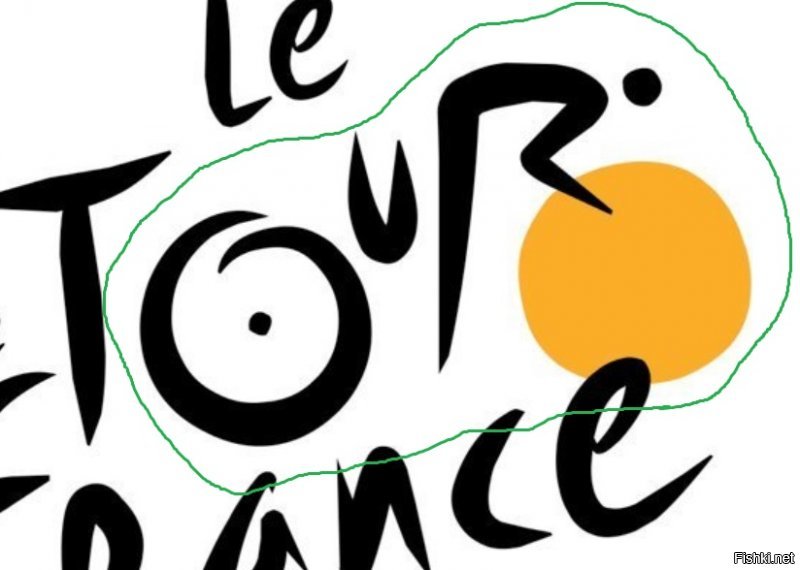 "Желтое солнце в лого Tour de France одновременно является и передним колесом велосипеда"

На самом деле там не только жёлтое солнце является колесом, но и буква "o" в слове "Tour". Вообще всё "our" с жёлтым кругом представляет собой изображение велосипедиста на велосипеде.