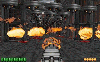 От себя добавлю:
Rise of the Triad

Жанр:	3D Action
Разработчик:	The Developers of Incredible Power
Издатель:	Apogee
Год выхода:	1995
Там можно было летать и разнообразный мультиплеер.