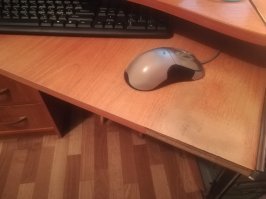 Зацените мою мышь, 14 лет. И столу 10 лет.