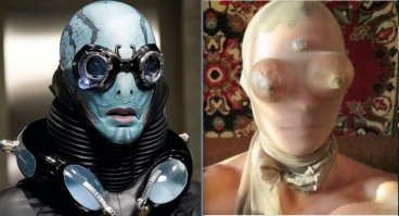 Ага... Человек-лук.
Это Эйб Сапиен - человек-амфибия из фильма "Хеллбой: герой из пекла"