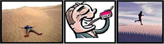 Раньше эта история рассказывалась, как средство от головной боли.
И судя логике рекламщика, человек должен был бежать слева направо, а на справа налево.
В общем твоя история, чистая выдумка.