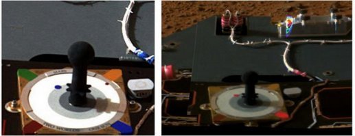 Для любителей разоблачить коварную НАСУ: на каждом марсоходе стоят калибровочные пластины для правильной настройки камер.