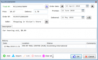 Кста, вижу тут ребята как я - по сотне посылок ждут. Без ложной скромности, покажу, что я написал себе для отслеживания:

Заносишь посылку, пару дней ждёшь. Жмёшь кнопку - она загружает с локального сайта трэк-инфу и вносит в посылку. Можно руками импортировать с 17track. Удобно, но всё равно нужно следить каждый день - розовые клеточки - это посылки "на грани", которым либо продливать протекшн, либо открывать спор.