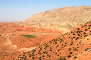 Сурхан. Одно и то же место с дороги и со спутника.