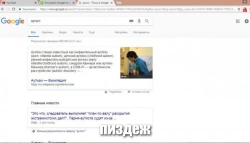 Поисковик Google по запросу "аутист" выдал фото с Путиным