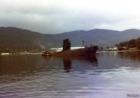 Кладбище кораблей в бухте Труда, остров Русский до саммита.
Сейчас над водой ни чего не торчит (срезали).