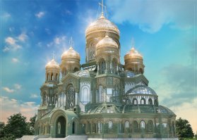 Я даже и не знаю, как к этому относиться Насильственная клирикализация всего подряд. Ну правильно, ООО России не нужны умные и образованные люди, ей нужны бессловесные рабы.

Главный храм Вооруженных Сил России

В парке  Патриот , расположенном в Одинцовском районе Подмосковья, скоро появится необычный православный храм   военный.

Проект представлен на коллегии Министерства обороны под официальным названием  Главный храм Вооруженных Сил России . По сути это будет целый мемориальный комплекс, в котором можно будет не только помолиться, но и почтить память защитников Отечества. Храм должен получиться поистине народным, потому что возведут его на пожертвования россиян.

Сочетание старой и новой архитектуры
 
Новый храм, по задумке создателей, будет сочетать как традиции, которые применяли в строительстве великие зодчие Древней Руси, так и современные архитектурные решения. С одной стороны, здание спроектировано в русско-византийском стиле, а в качестве материала выбран натуральный известняк, что очень характерно для знаменитых древнерусских церквей.

С другой стороны, купол и своды храма будут украшены витражным ударопрочным остеклением. А сочетание бронзы с зеленым   это намек на официальные цвета ВС России. В оформлении фасада будет присутствовать натуральный камень и резной каменный орнамент.

В итоге здание должно получиться невероятно красивым, монументальным и вместе с тем изящным и легким.

По форме храм спроектирован крестообразным, с пятью куполами и, конечно же, он будет иметь звонницу. Общая высота   95 м, а общая площадь   около 11 тыс. м . Здание сможет вместить около 6 тысяч человек.

У каждого рода войск   свой святой
 

В главном военном храме будут несколько приделов. Каждый из них   в честь небесного покровителя того или иного рода войск. Так, традиционно считается, что святой Александр Невский покровительствует тем, кто служит в сухопутных войсках, пророк Илия помогает бойцам воздушно-космических сил и десантникам, Андрей Первозванный   верный помощник морякам, а великомученица Варвара   тем, кто служит в ракетных войсках.

Центральный же престол главного военного храма России будет выстроен в честь Воскресения Господа.

Помимо приделов, в храме Вооруженных Сил предполагаются аудитории для работы с полковыми батюшками, методический центр, залы для проведения лекций и конференций, а также разного рода хозяйственные помещения.
Источник: